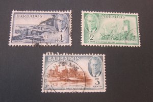 Barbados 1950 Sc 216-8 FU