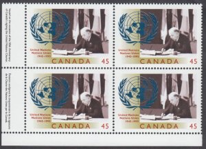 Canada - #1584 United Nations 50th Anniversary Plate Block - MNH