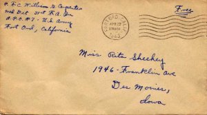 United States A.P.O.'s Soldier's Free Mail 1943 Fort Ord, Calif. [A.P.O. 7] 3...