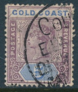 Gold Coast 1889 CA Watermark 5/- Dull Mauve and Blue SG 22 USED