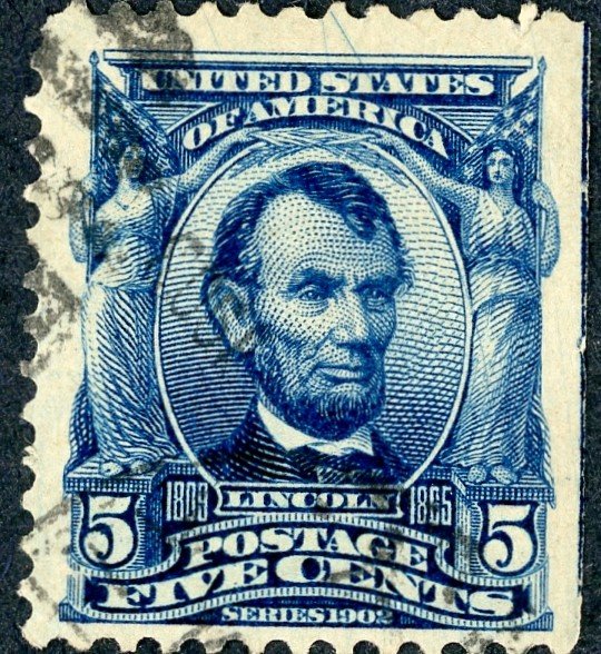 #304 – 1903 5c Lincoln, blue.  Used Avg.