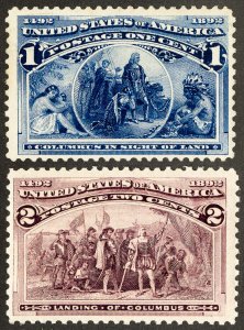 US Stamps # 230-1 MNH F-VF Columbian