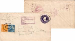 United States New Jersey Rahway (Sta. No. 1) 1937 double ring  5c Roosevelt a...