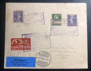 1926 Le Locle Switzerland First Flight Airmail Cover FFC To Chene