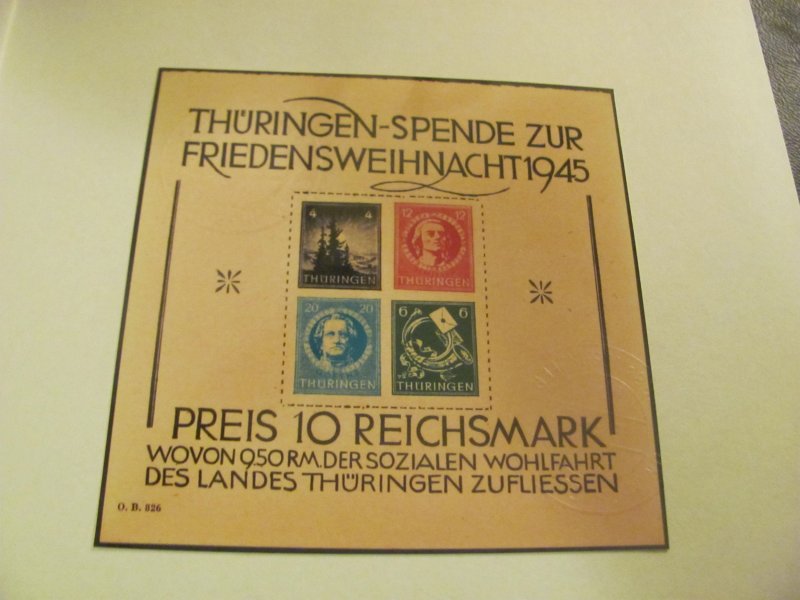 Germany SBZ MNH 1945 Thuringen CERTIFICATE JASCH Block 2t (I) BLOCK  XF (159)
