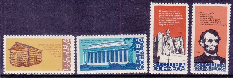 Cuba 952-55 MNH 1965 Abraham Lincoln Full Set of 4 Very Fine