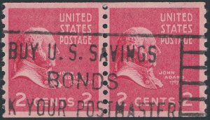 US 841 2 cent Presidential Issue; Used coil pair -- See details and scan