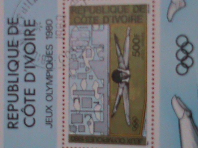 IVORY COAST  STAMP: 1980  OLYMPIC GAMES:   CTO S/S SHEET WITH FIRST DAY OF ISSUE