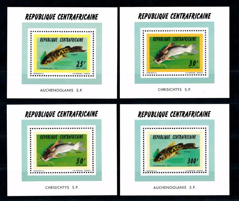 [47874] Central African Republic 1995 Marine life Fish 4 de luxe s/s MNH