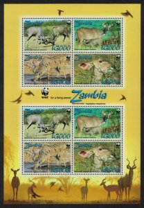 Zambia WWF Greater Kudu MS 2008 MNH SC#1103a-d SG#MS1053 MI#1606-1609