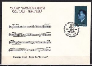 Romania, NOV/91, Composer G. Verdi Cancel & Cachet cover.