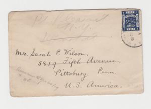 PALESTINE - USA 1919 MISSIONARY COVER, (PROUD D3 CDS) 1p RATE (SEE BELOW)