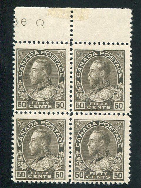 Canada #120 Inscription Block 4 Mint F-VF LH/NH   - LSP