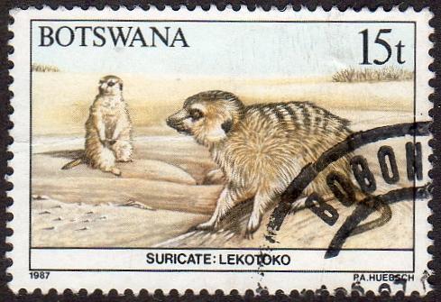 Botswana 413 - Used - 15t Suricate (Meerkat) (1987) (cv $2.50)