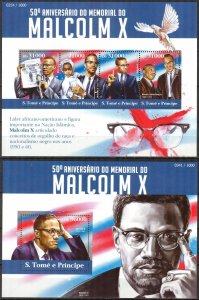 Sao Tome and Principe 2015 Priest Malcolm X sheet + S/S MNH