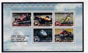 NEW ZEALAND 2009 VF-MNH CHAMPIONS OF WORLD MOTORSPORT SET AND S/SHEET