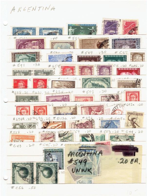 ARGENTINA COLLECTION, 9  PAGES, COILS, PAIRS, AIRMAILS, DUPS, ,SCV $300