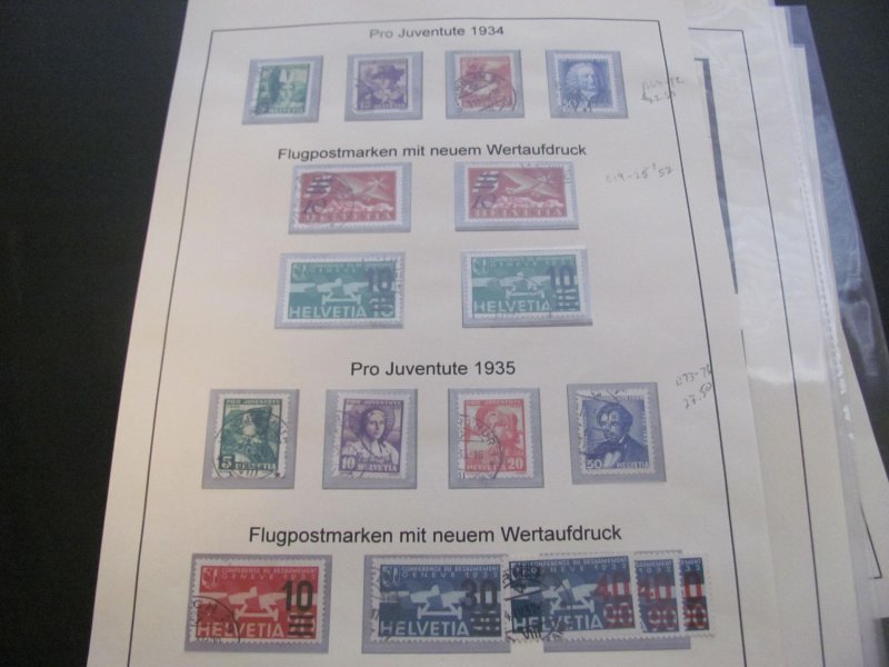 SWITZERLAND USED STAMPS & COVERS COLL. ON PAGES 1930-2005 $2K-$3K CAT. XF (191)