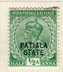 INDIA; PATIALA STATE 1913 early GV issue fine Mint hinged 1/2a. value