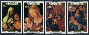 Aitutaki 400-403,404 ad sheet,MNH.Michel 593-596,Bl.66. Christmas 1986.Rembrandt