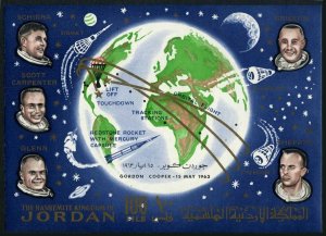 Jordan 436 sheet, MNH. Michel Bl.9. Space exploration 1964. Astronauts.