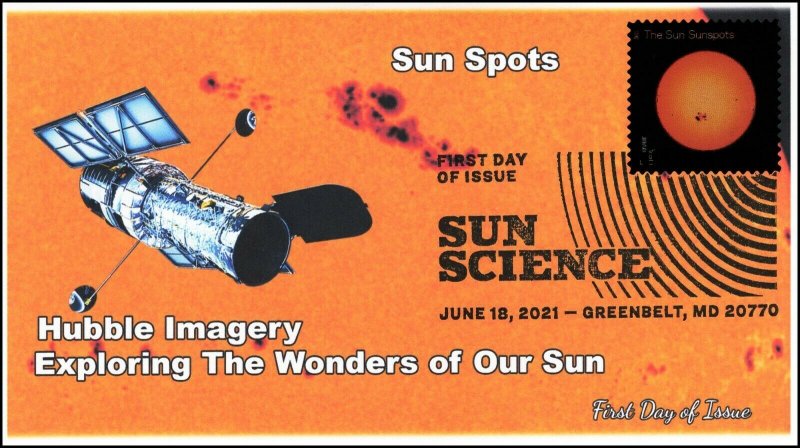 21-196, 2021, Sun Science, First Day Cover, Pictorial Postmark, Sun Spots, 