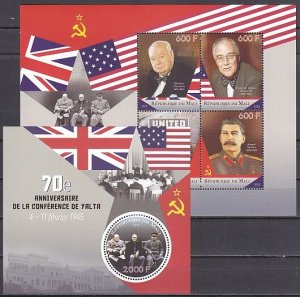 Mali, 2015 issue. Yalta Conference issue. Churchill, Roosevelt & Stalin. ^