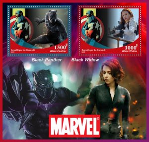 Stamps. Cinema, Comics , Marvel 2022 year 1+1 sheets perforated Burundi