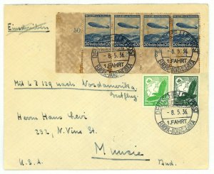 Germany LZ129 Hindenburg Europe North America ZEPPELIN Airmail Postage Cover