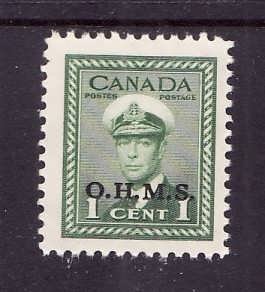 Canada -Sc#o1-1c green KGVI OHMS-NH-id#363-1949-50-