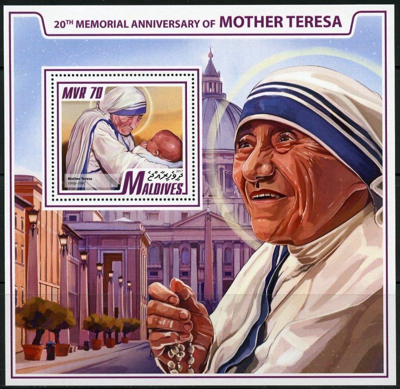 MALDIVES  2017  20th MEMORIAL OF MOTHER TERESA  SOUVENIR SHEET MINT NH