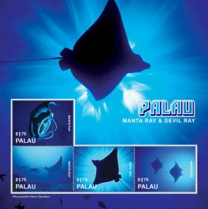 Palau - 2016 - Manta Ray and Devil Ray - Sheet of Four- MNH