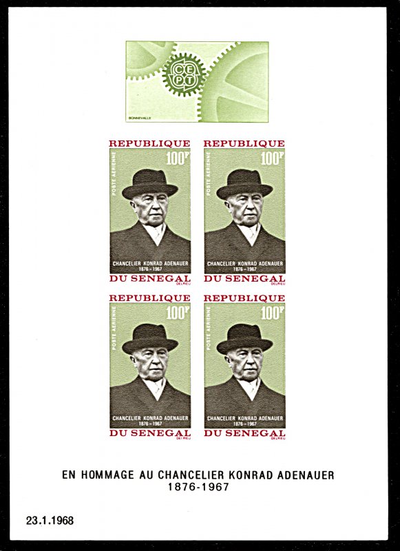 Senegal C61a, MNH, Konrad Adenauer Deluxe imperf. souvenir sheet