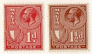 Malta #133-134 MH 1d 1-1/2d KGV