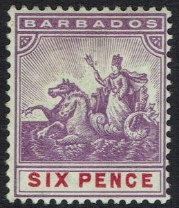 BARBADOS 1892 QV SEAHORSES 6D WMK CROWN CA 