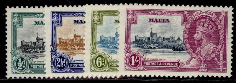 MALTA GV SG210-213, 1935 SILVER JUBILEE set, LH MINT. Cat £26.