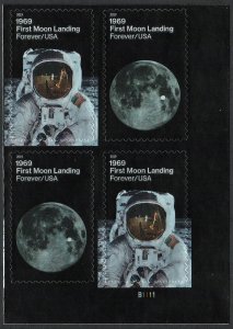 SC#5399-5400 (55¢) 1969: First Moon Landing Plate Block: LR #B1111 (2019) SA