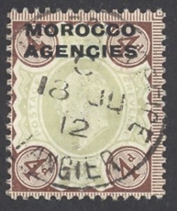 Great Britain Morocco Sc# 204 Used 1907-1912 4p brown & green King George V