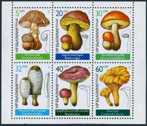 Bulgaria 3232-3237a sheet,MNH.Michel 3546-3551 klb. Mushrooms 1987.