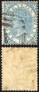 Ceylon SG61 1d Blue Wmk CC Cat 13 pounds