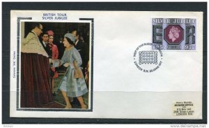 Great Britain 1977 Cover Special Cancel  Colorano \Silk\ Cachet  Elizabeth II Si