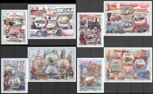 Pl10,14,19,20 2018 Transport Sailing Ships Automobiles 4Kb+4Bl Mnh