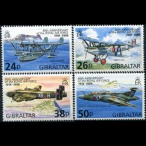 GIBRALTAR 1998 - Scott# 755-8 RAF Planes Set of 4 NH one gum loss