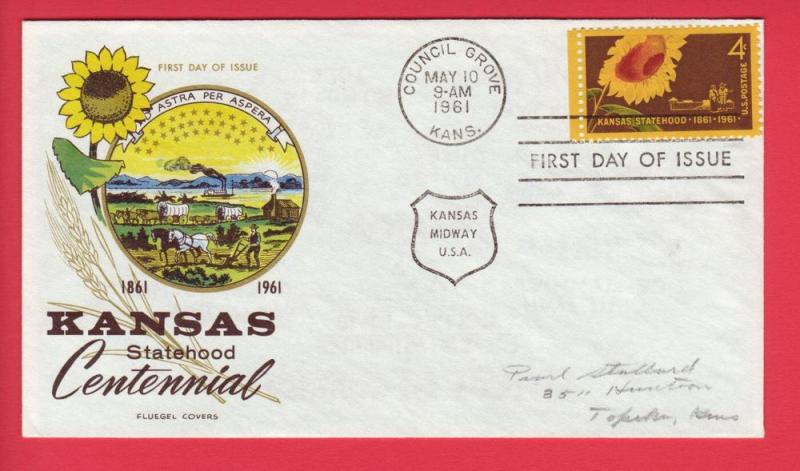 #1183 Kansas Statehood- Fleugel Cachet