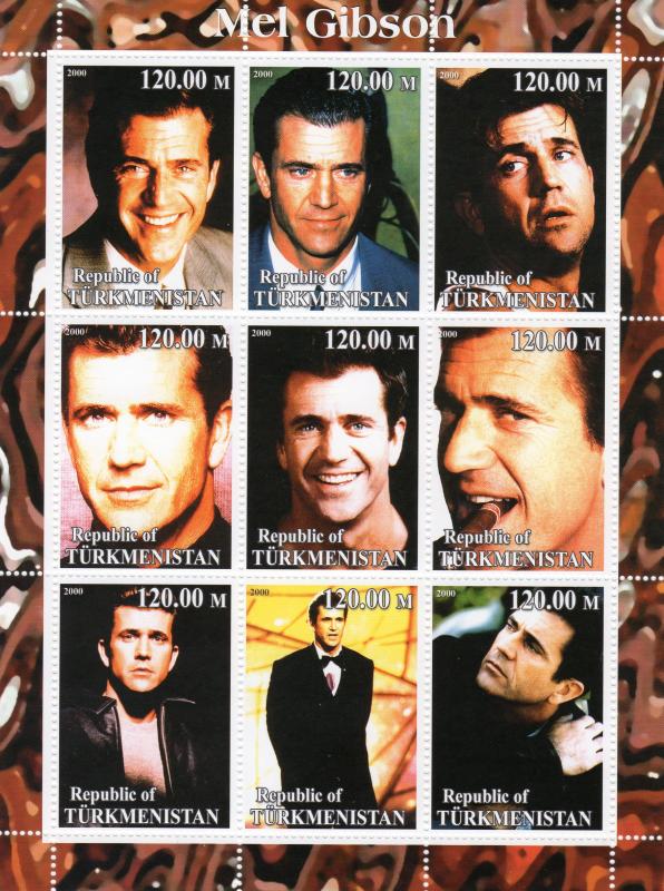 Turkmenistan 2000 MEL GIBSON American Actor  Sheetlet (9) Perforated MNH VF