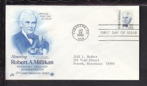 US Robert Milikan 1982 PCS Typed FDC BIN