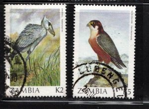 ZAMBIA Scott # 386-7 Used - Birds - Shoebill & Taita Falcon 1