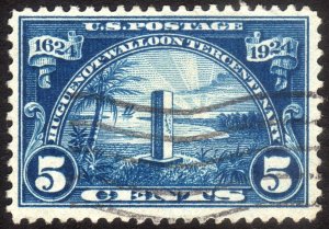 1924, US 5c, Huguenot-Walloon, Used, Well centered, Sc 616