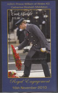 Cook Islands 2011 MNH Sc #1361 $11 Prince William laying wreath