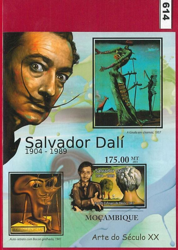 MOZAMBIQUE - ERROR, 2011 IMPERF SHEET: Salvador Dali, 20th Cent. Art